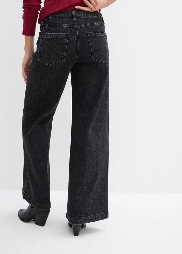 Wide-Leg-Jeans, Mid Waist, Full Length, bonprix