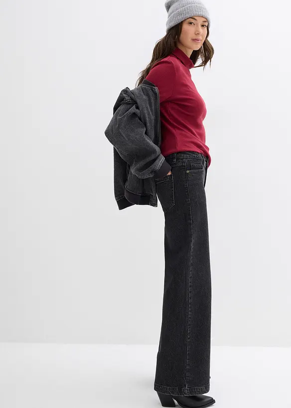 Wide-Leg-Jeans, Mid Waist, Full Length, bonprix