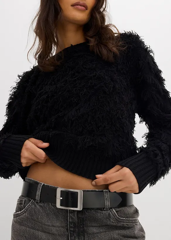 Grobstrick-Pullover mit Fransen, bonprix