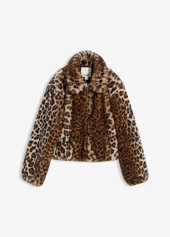 Oversize Fellimitat-Jacke, bonprix