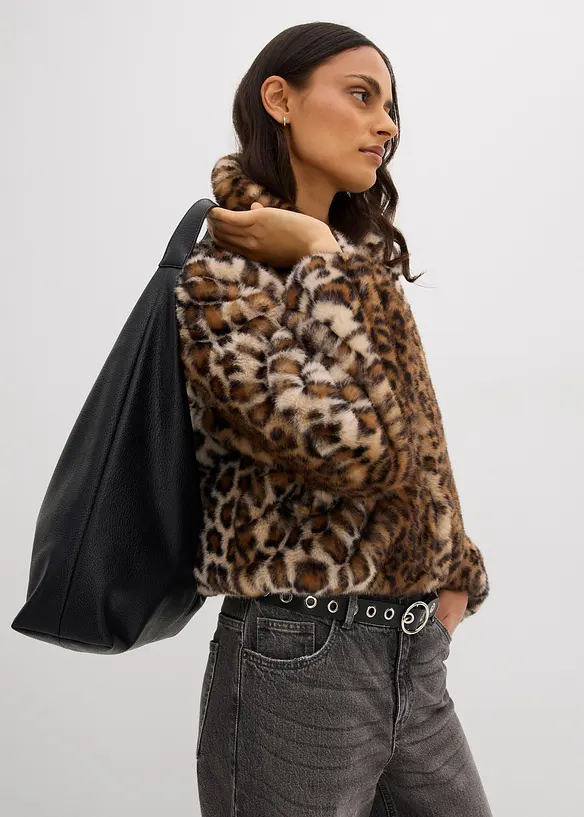 Oversize Fellimitat-Jacke, bonprix