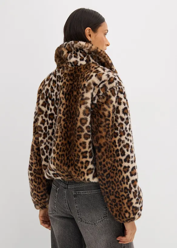 Oversize Fellimitat-Jacke, bonprix