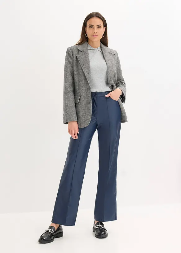 Lederimitat-Wide Leg Hose mit Biese, bonprix