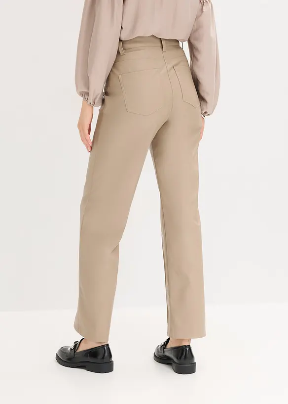 Lederimitat-Wide Leg Hose mit Biese, bonprix