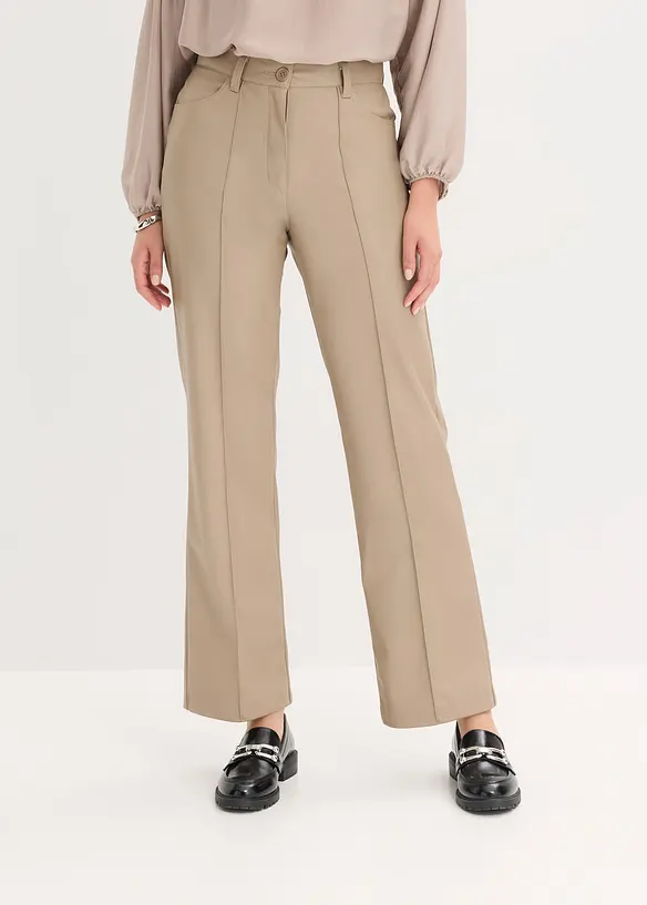 Lederimitat-Wide Leg Hose mit Biese, bonprix