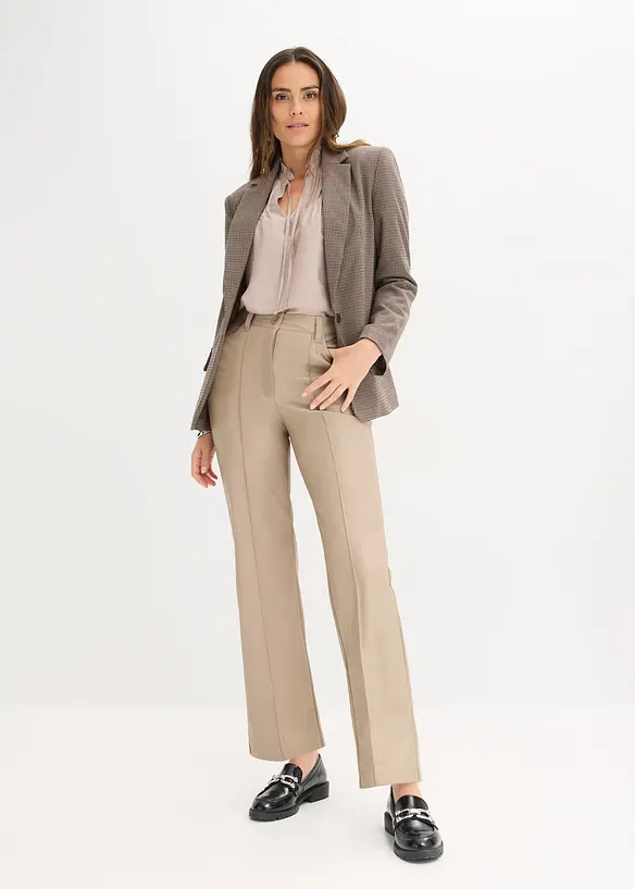 Lederimitat-Wide Leg Hose mit Biese, bonprix