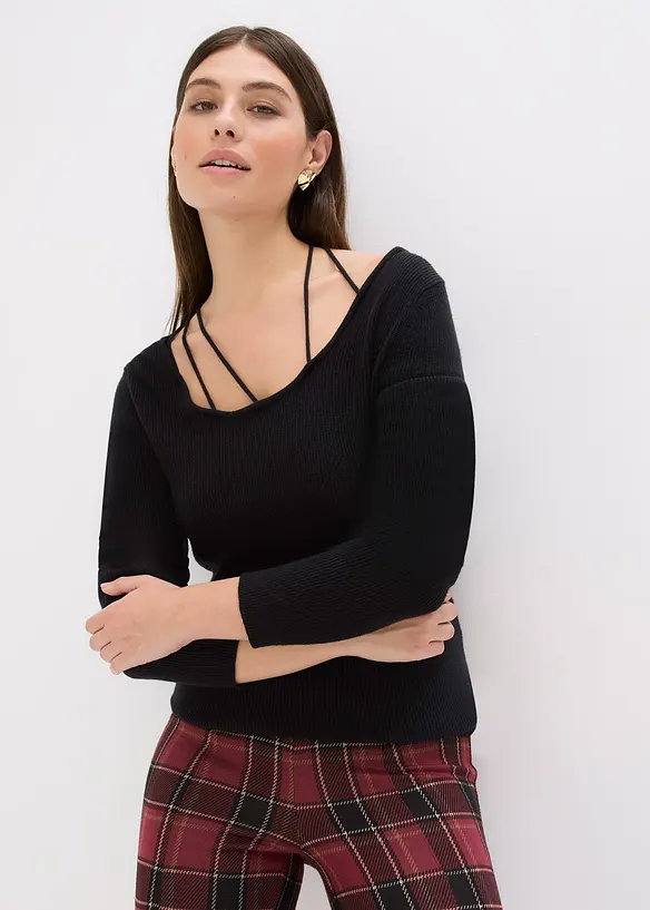Feinstrickpullover mit tiefem Ausschnitt, bonprix