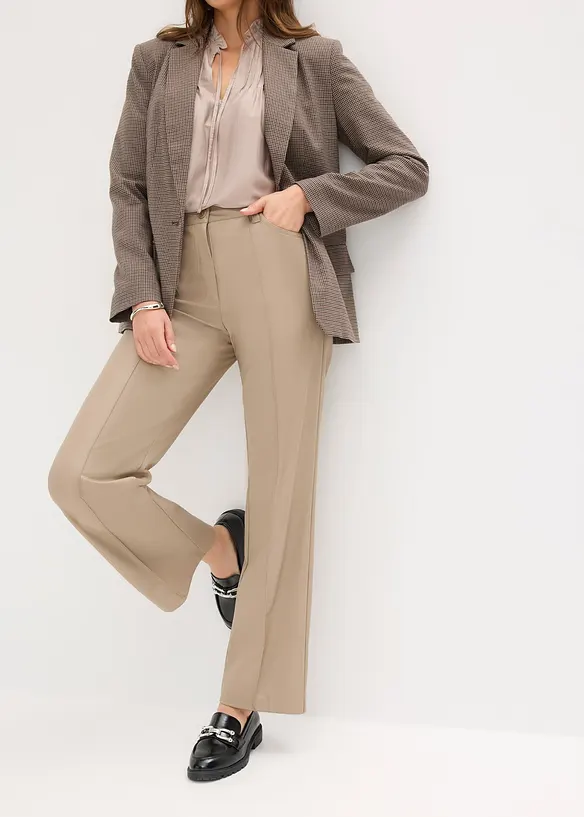 Lederimitat-Wide Leg Hose mit Biese, bonprix