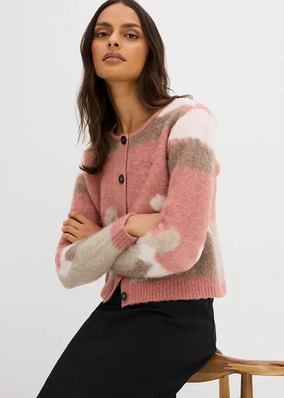 Gemusterte Strickjacke mit Knopfleiste, bonprix
