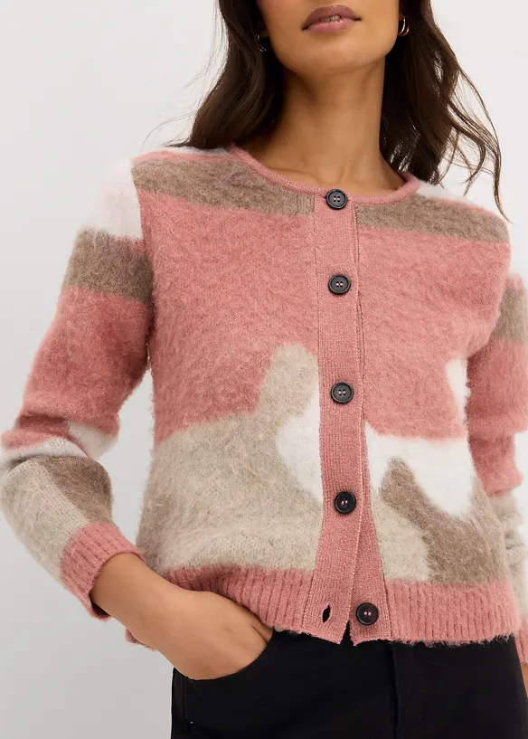 Gemusterte Strickjacke mit Knopfleiste, bonprix