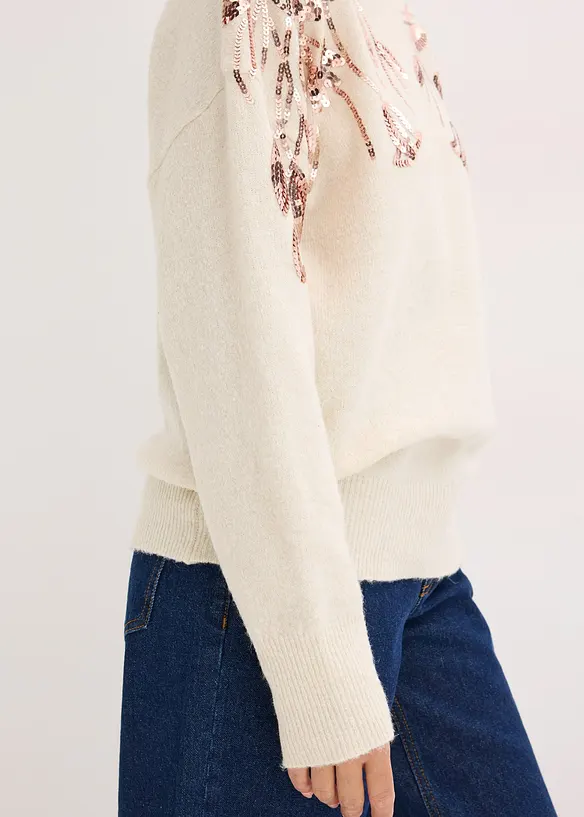 Oversize-Pullover mit Pailletten, bonprix