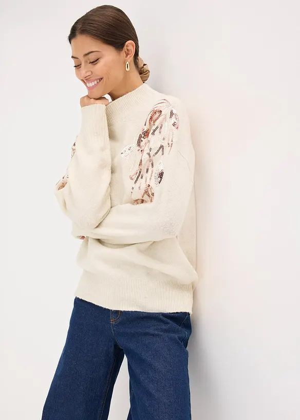 Oversize-Pullover mit Pailletten, bonprix