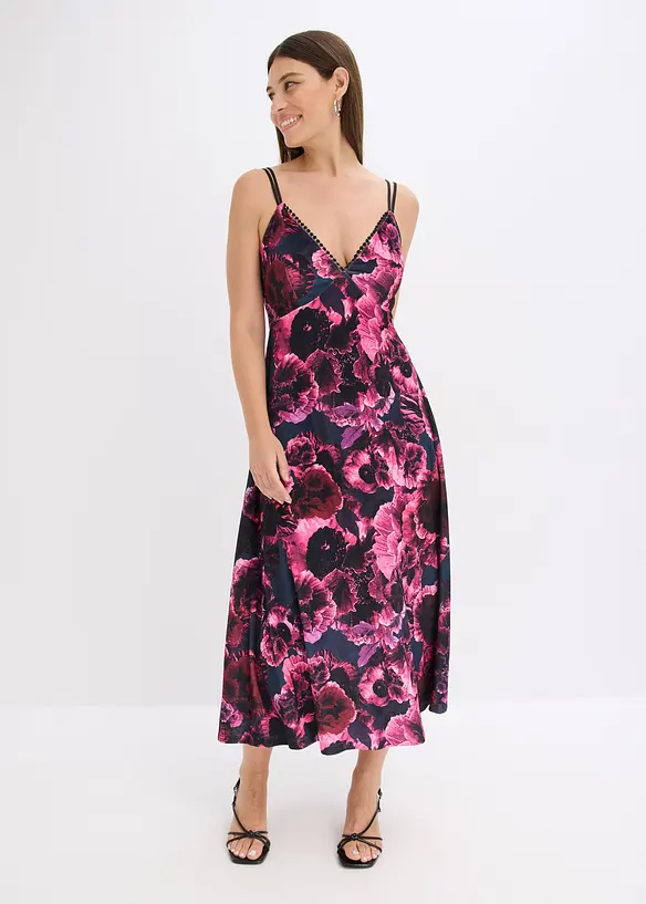 Midikleid aus glänzendem Samt, bonprix