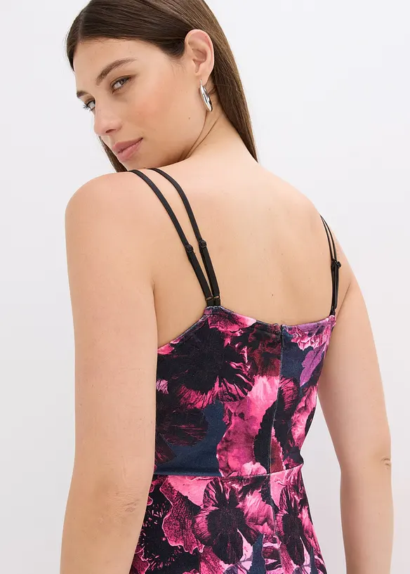 Midikleid aus glänzendem Samt, bonprix