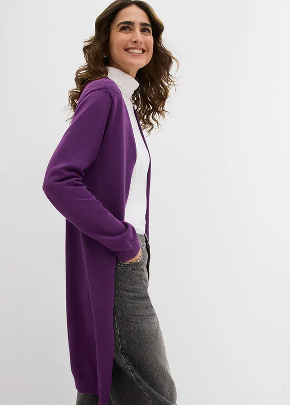 Longstrickjacke mit Rollkanten, bonprix