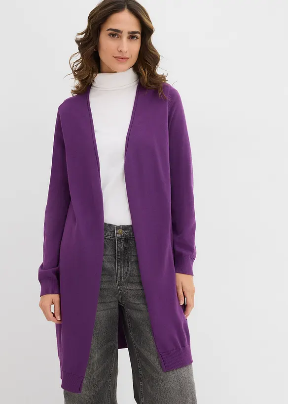 Longstrickjacke mit Rollkanten, bonprix