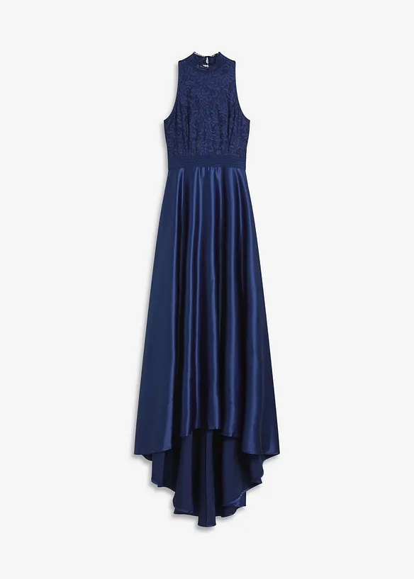 Maxikleid aus glänzendem Satin mit Spitze, bonprix