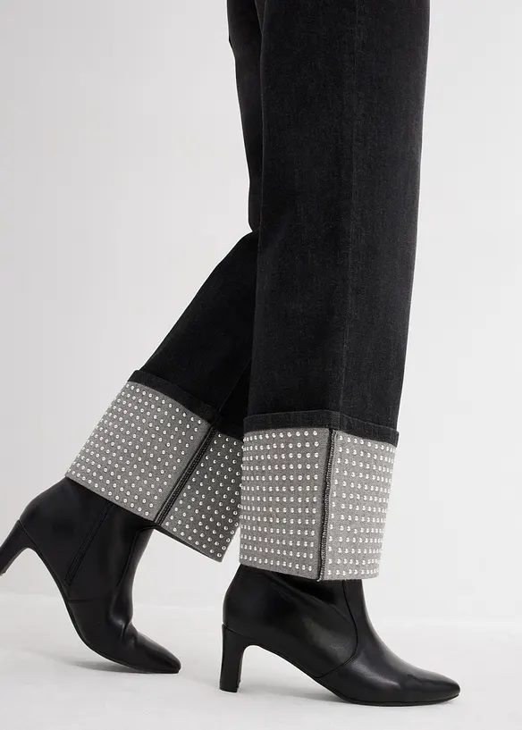 Jean droit à revers, taille haute, bonprix