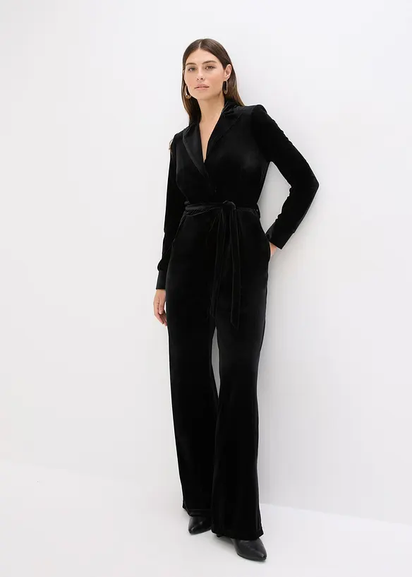 Jersey-Jumpsuit aus fließendem Samt, bonprix