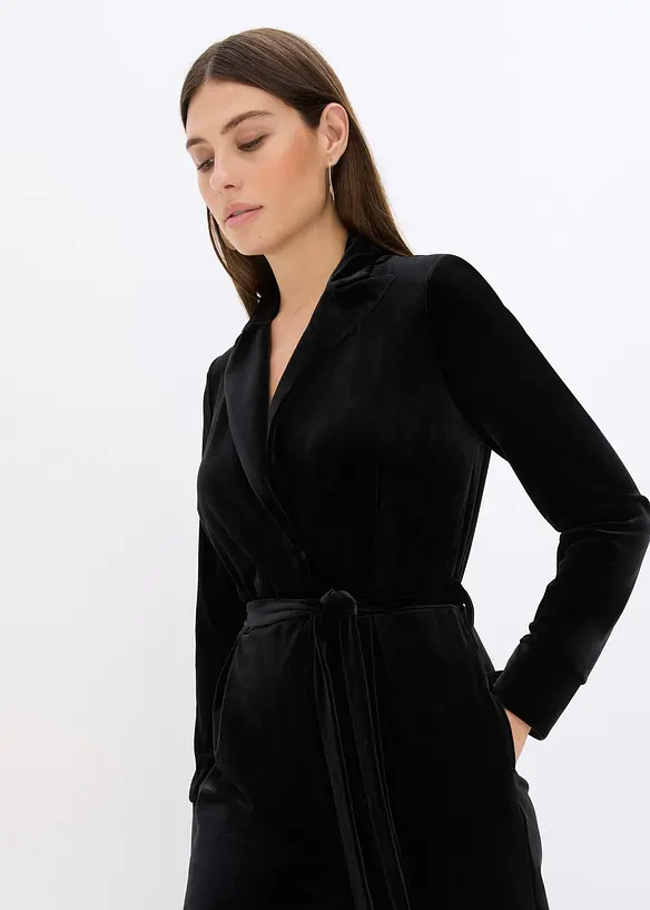 Jersey-Jumpsuit aus fließendem Samt, bonprix