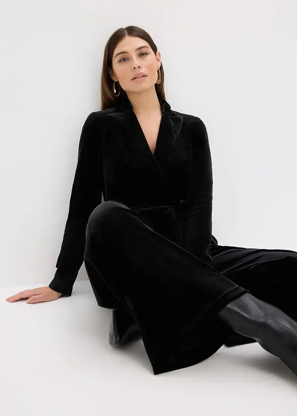 Jersey-Jumpsuit aus fließendem Samt, bonprix