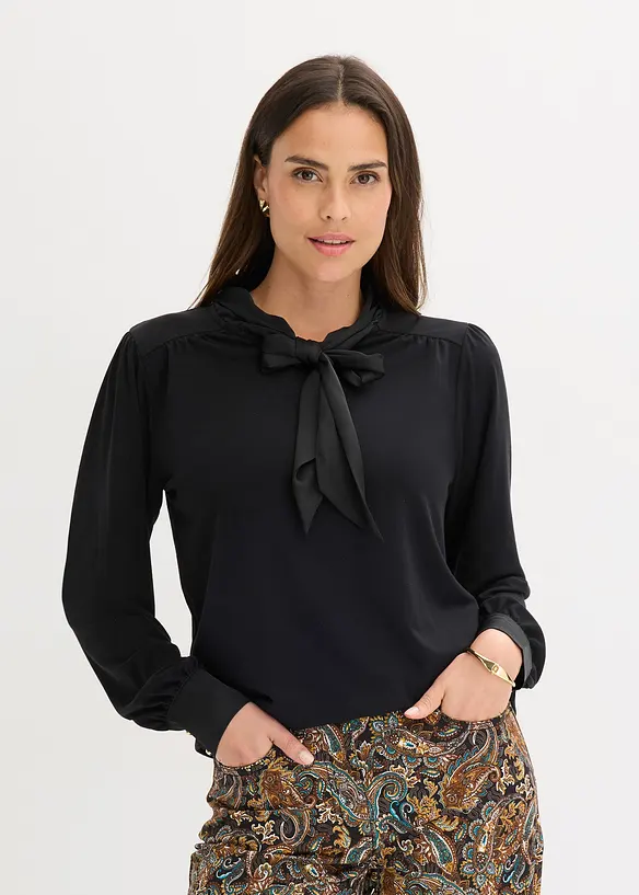 Shirt mit Viskose und Satinschluppe, bonprix
