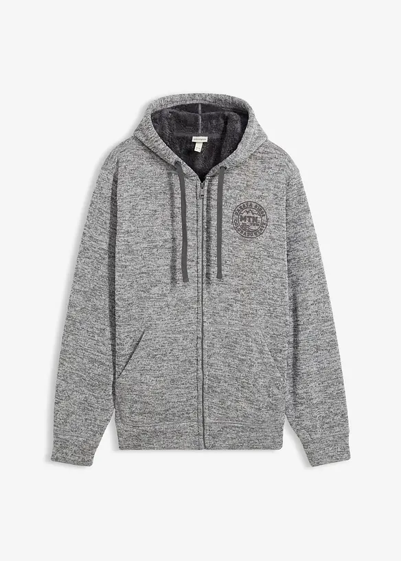 Gilet zippé à capuche avec doublure peluche, bonprix