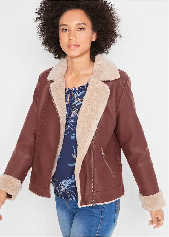 Lederimitat-Jacke, gefüttert, bonprix