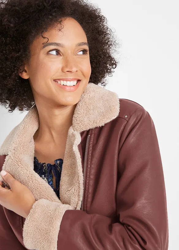 Lederimitat-Jacke, gefüttert, bonprix