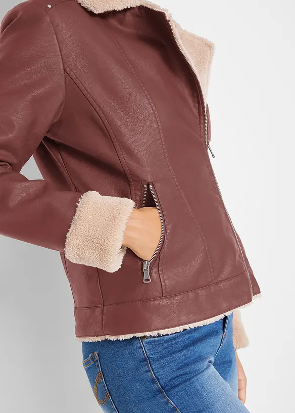Lederimitat-Jacke, gefüttert, bonprix
