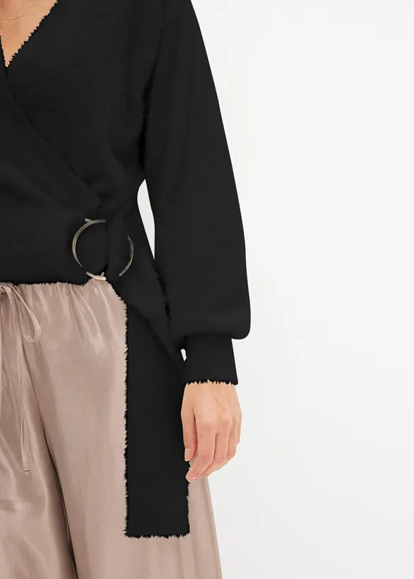 Pull cache-cœur avec accessoire, bonprix
