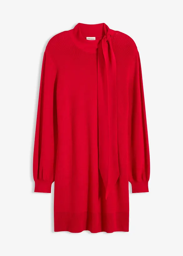 Strickkleid mit Schleife aus softem Viskose-Mix, bonprix