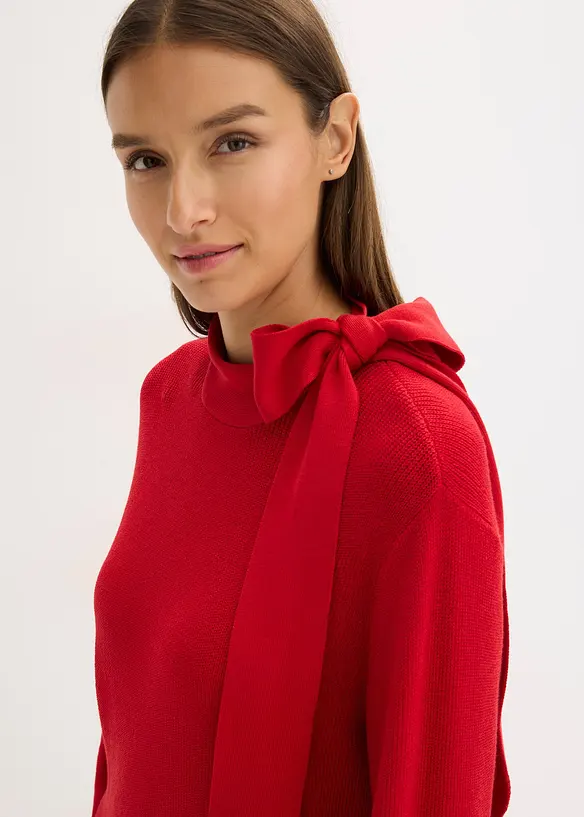 Strickkleid mit Schleife aus softem Viskose-Mix, bonprix