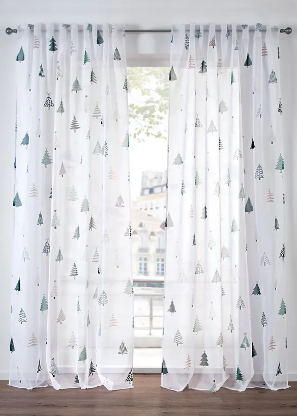 Voilage à imprimé sapins (1 pce), bonprix