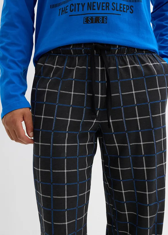 Pyjama aus reiner Baumwolle mit Knopfleiste und langen Ärmeln, bonprix