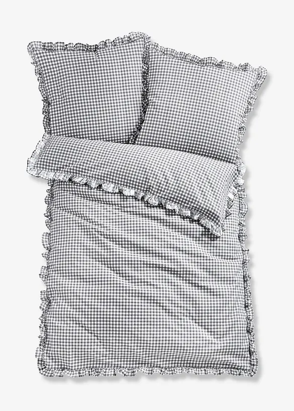 Parure de lit avec finitions volantées, bonprix