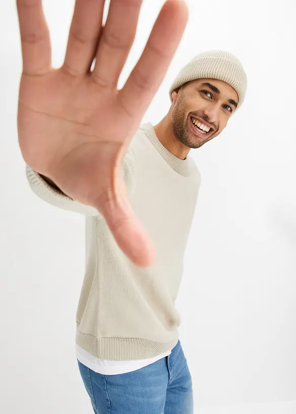 Rundhalspullover mit Baumwolle, Loose Fit, bonprix