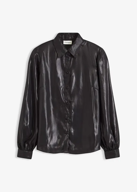 Hemdbluse aus glänzendem Satin, bonprix