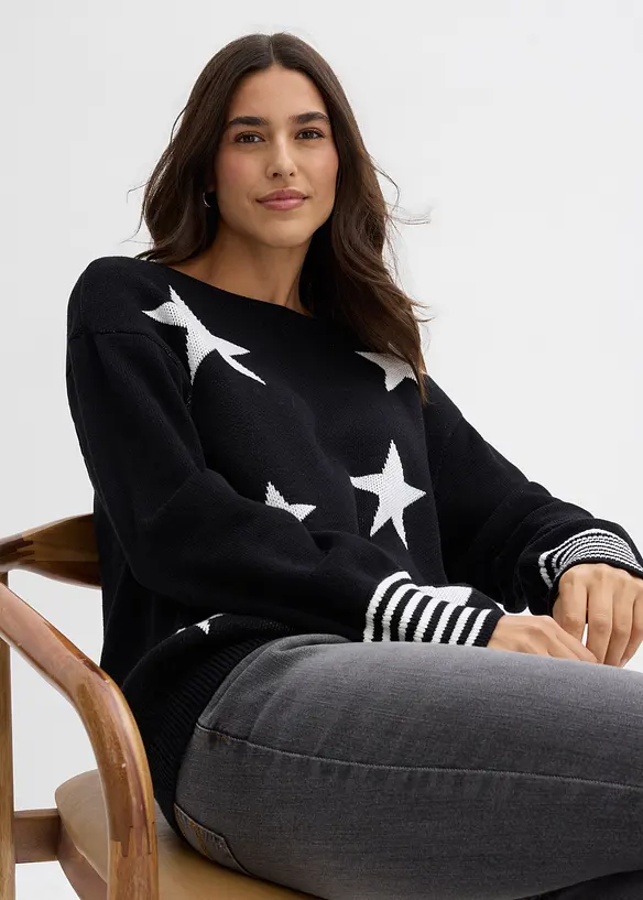 Oversize-Pullover mit Sternendruck, bonprix