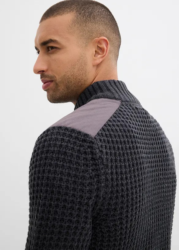 Grobstrickjacke mit Web-Besatz, bonprix