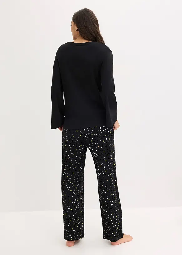 Pyjama aus reiner Baumwolle mit Glitzerdruck, bonprix