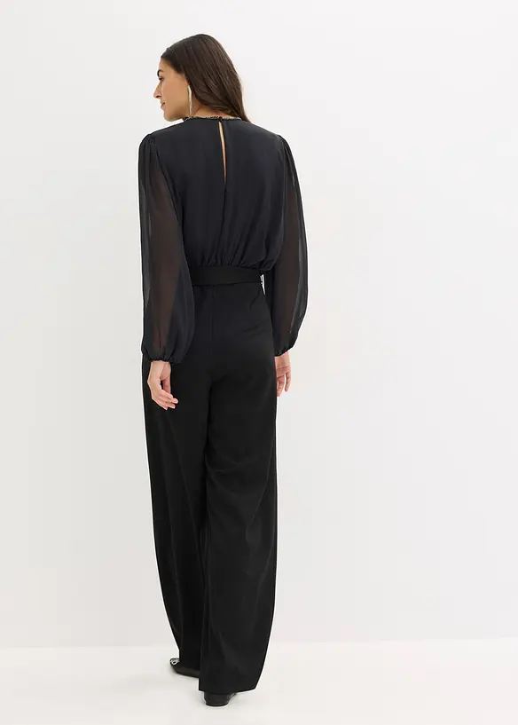 Jumpsuit mit Chiffon und Glitzer, bonprix
