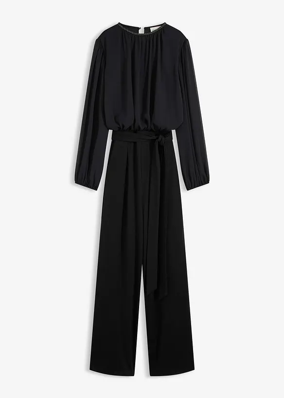 Jumpsuit mit Chiffon und Glitzer, bonprix
