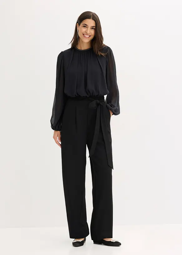 Jumpsuit mit Chiffon und Glitzer, bonprix
