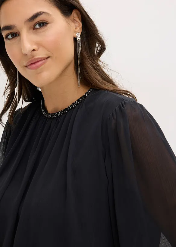 Jumpsuit mit Chiffon und Glitzer, bonprix