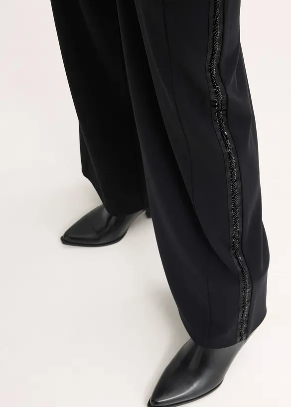 Schlupfhose aus Punto di Roma mit Glitzersteinchen, bonprix