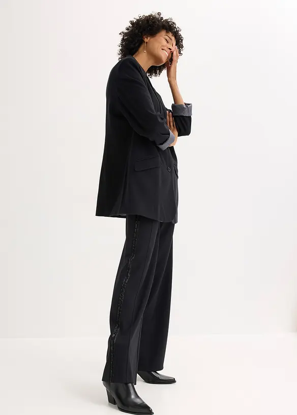 Schlupfhose aus Punto di Roma mit Glitzersteinchen, bonprix