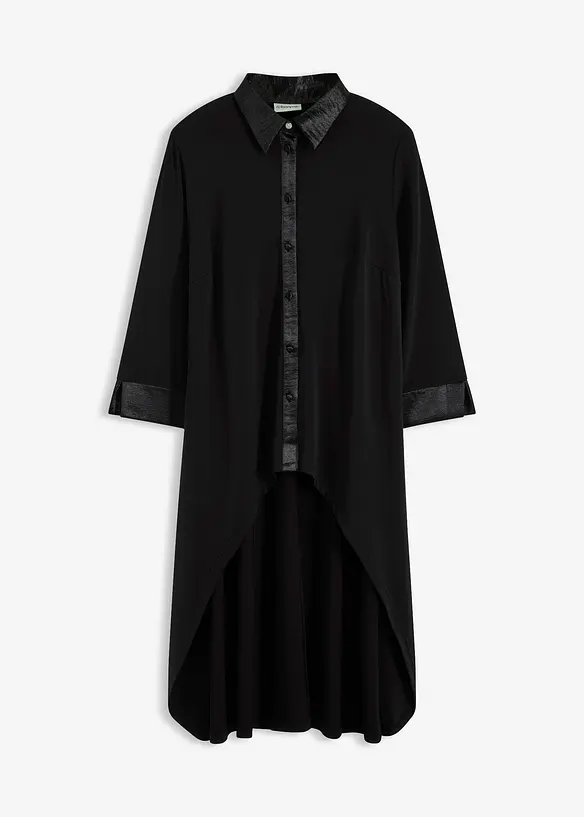 Jersey Bluse mit Satinbesätzen, bonprix