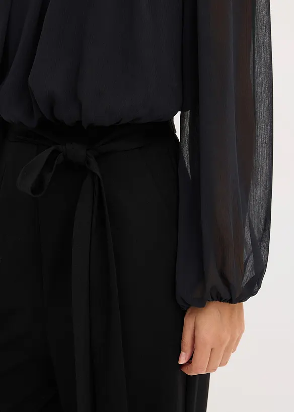 Jumpsuit mit Chiffon und Glitzer, bonprix