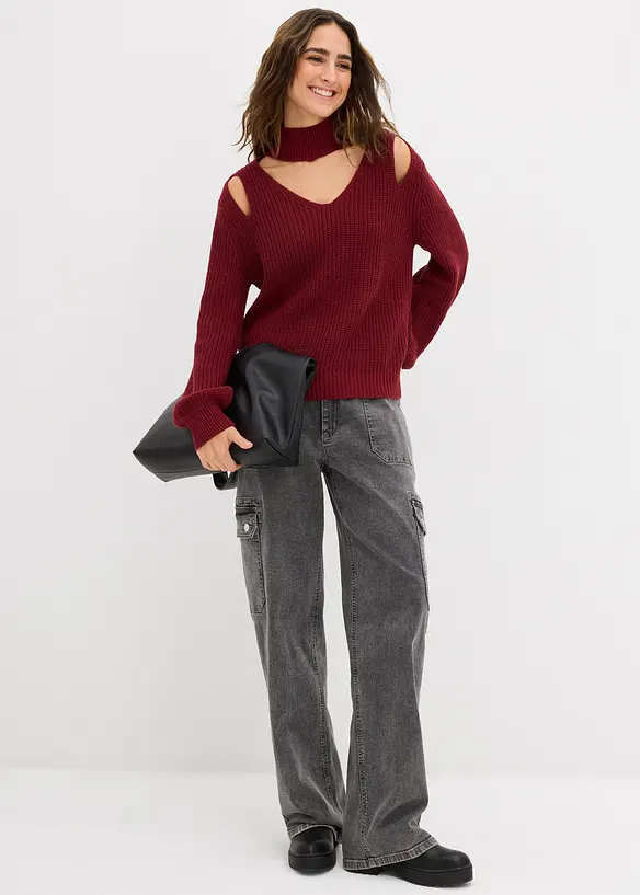 Grobstrick-Pullover mit Cut-Outs, bonprix